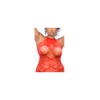 Bodystocking grande taille en résille rouge à motif cœur, orné de strass, ouvert à l’entrejambe - Mapalé